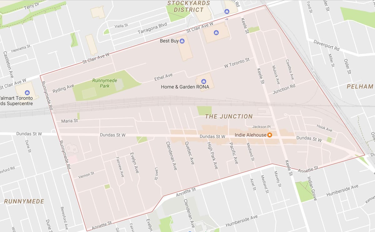 Mapa do Entroncamento do bairro de Toronto