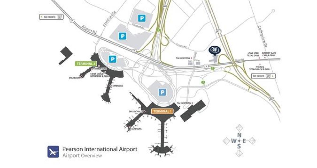 Mapa do aeroporto de Toronto pearson visão geral