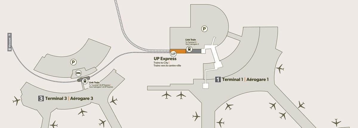 Mapa do aeroporto de Pearson estação de comboios
