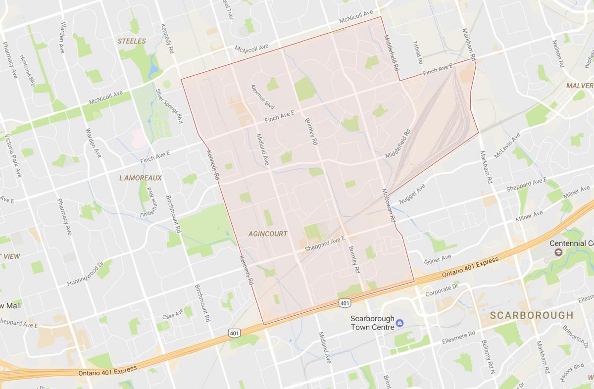 Mapa do bairro de Agincourt em Toronto