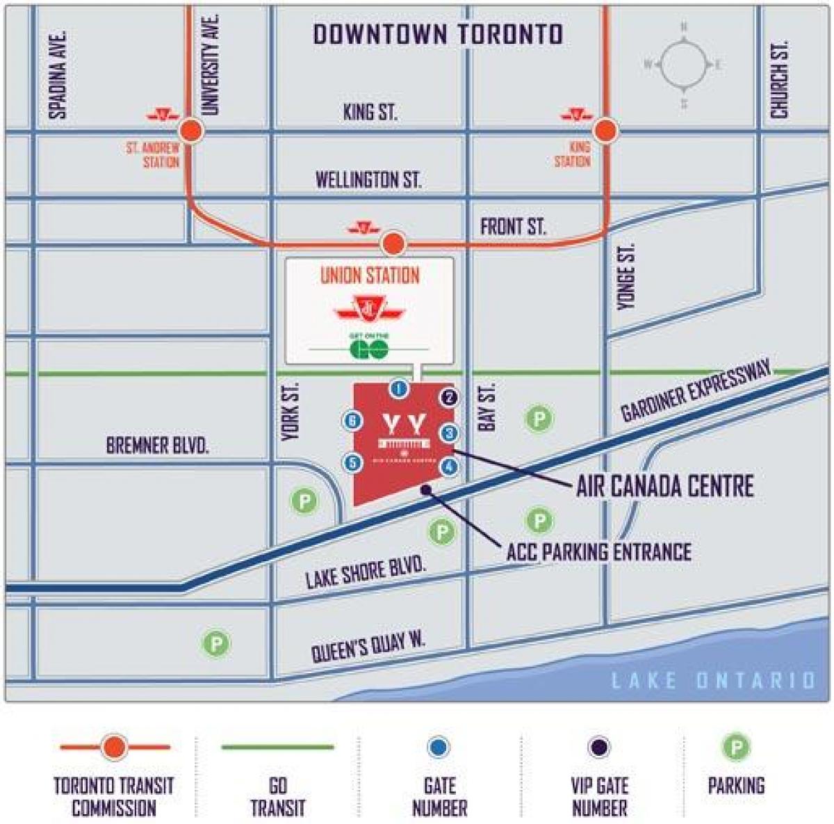 Mapa da Air Canada parque de estacionamento do Centro - ACC