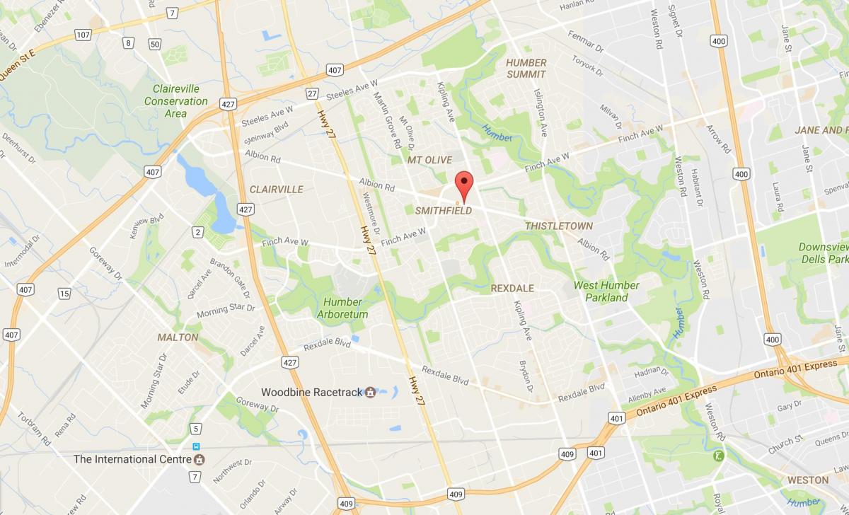 Mapa de Albion estrada de Toronto