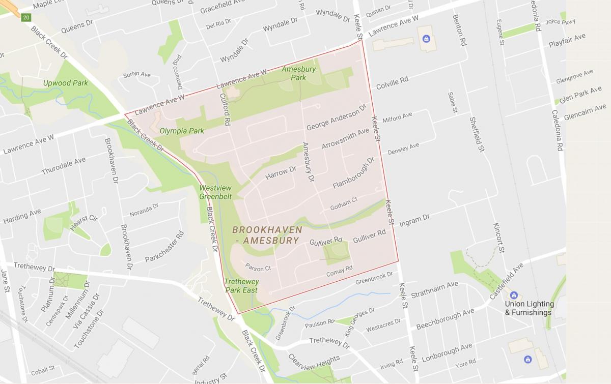 Mapa de Amesbury bairro de Toronto