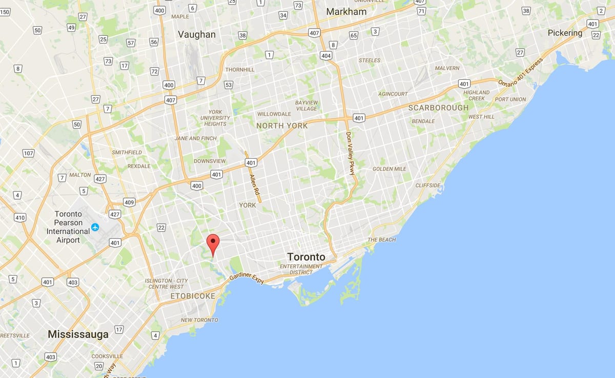 Mapa do Antigo Moinho bairro de Toronto