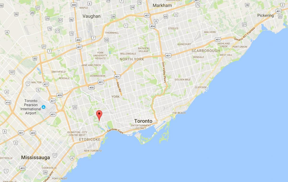 Mapa do Antigo Moinho distrito de Toronto