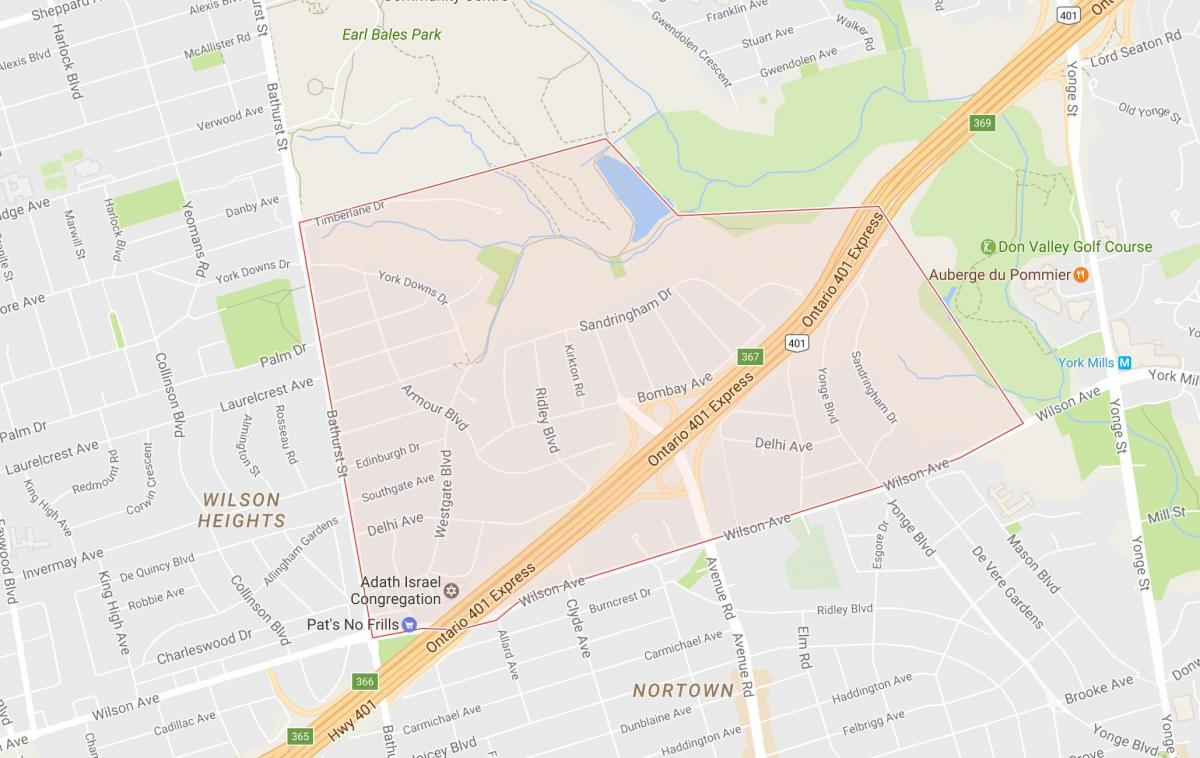 Mapa da Armadura Alturas bairro de Toronto
