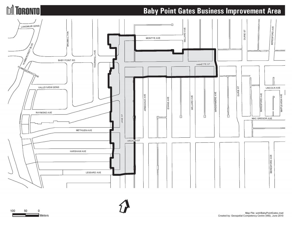 Mapa do Bebê do ponto de portões de Toronto
