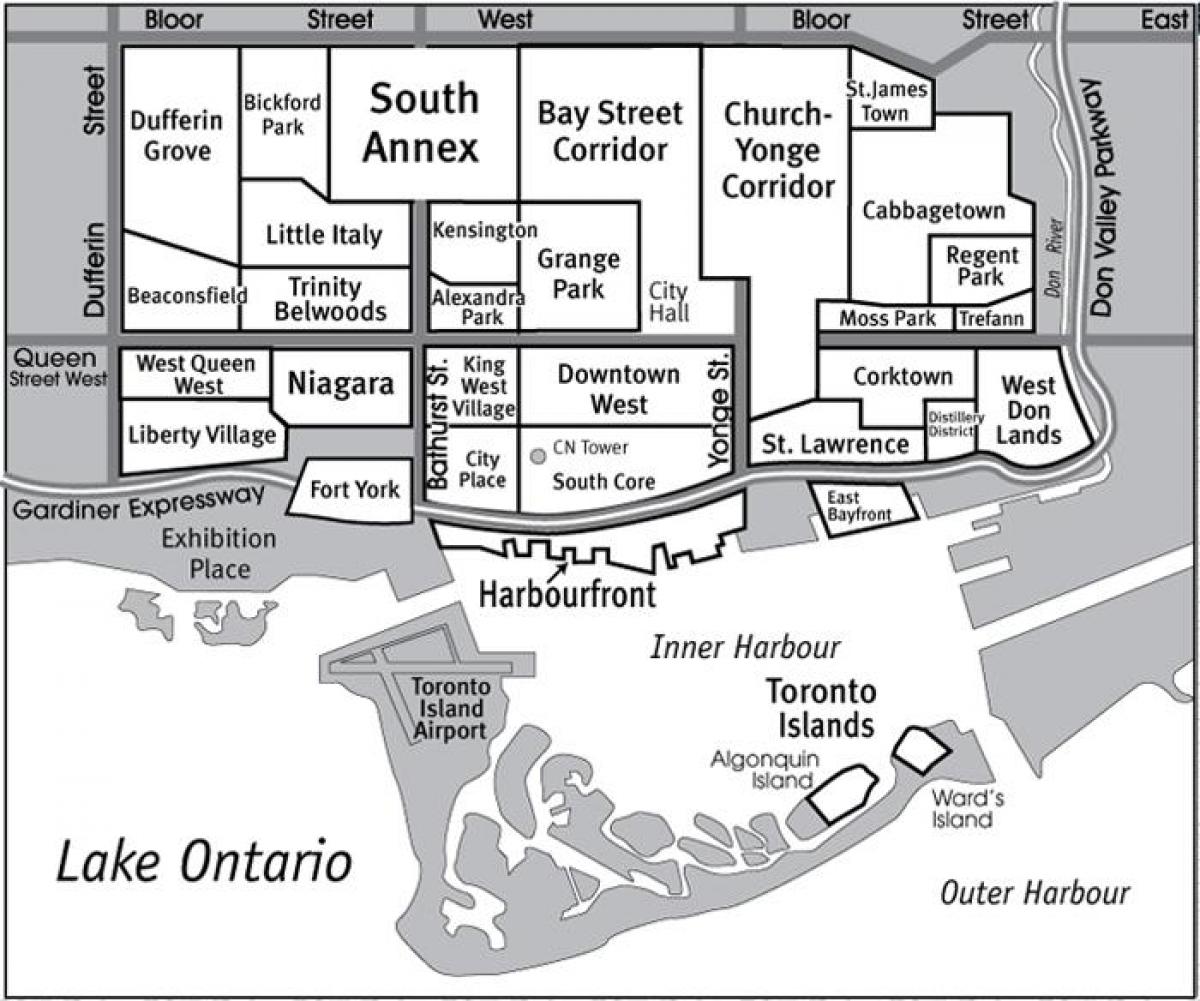 Mapa do Bairro ao Sul do Núcleo de Toronto