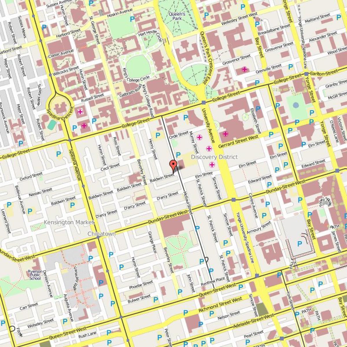 Mapa de Baldwin Aldeia de Toronto