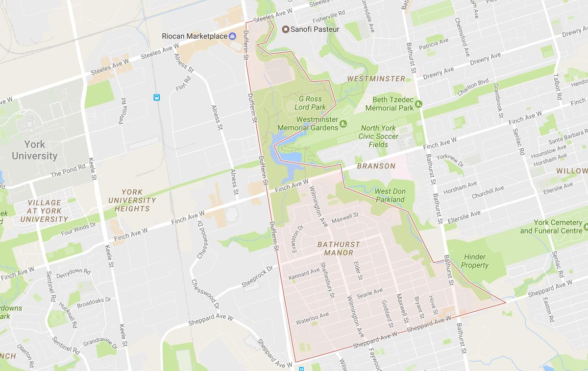 Mapa de Bathurst Mansão do bairro de Toronto