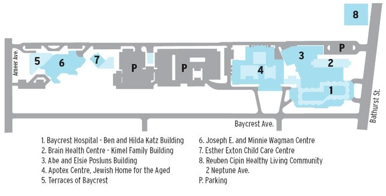 Mapa de Baycrest Ciências da Saúde