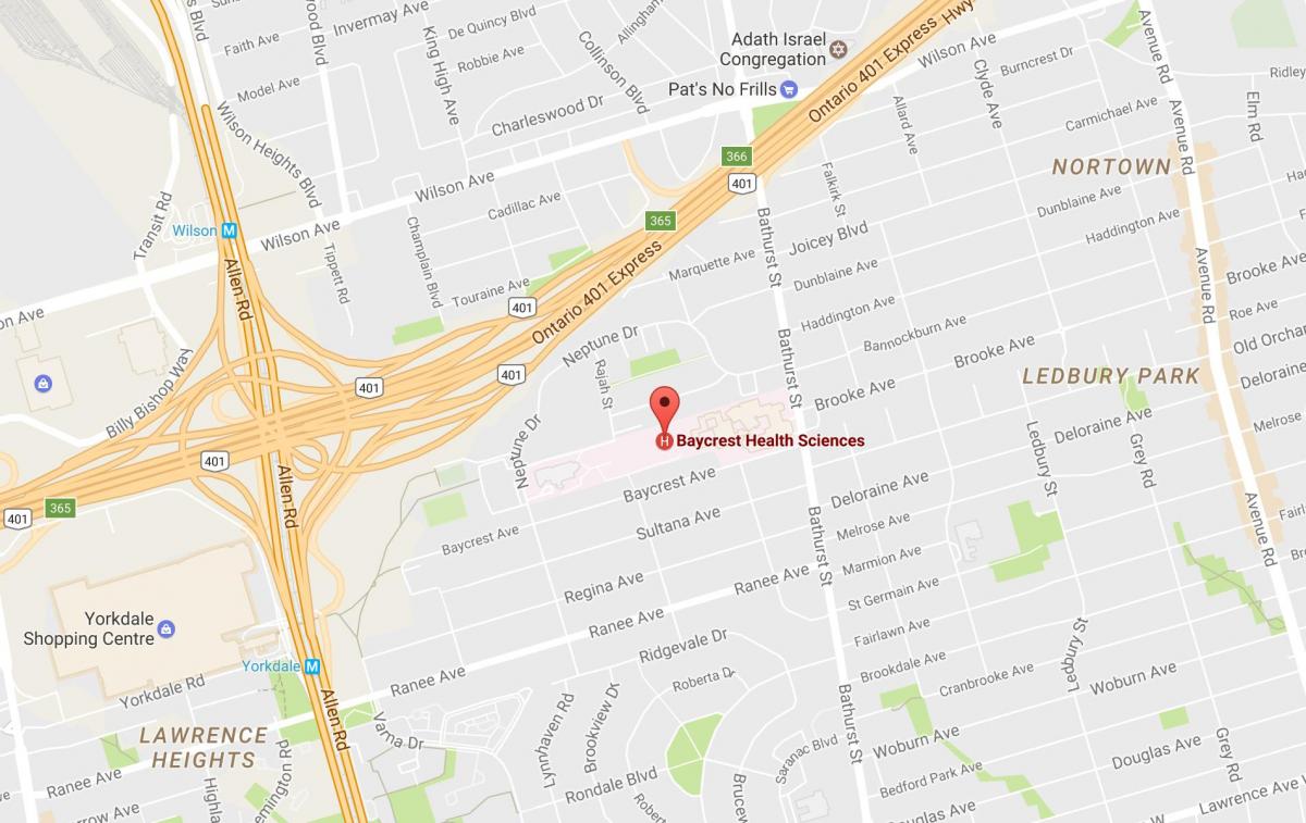 Mapa de Baycrest de Ciências da Saúde de Toronto