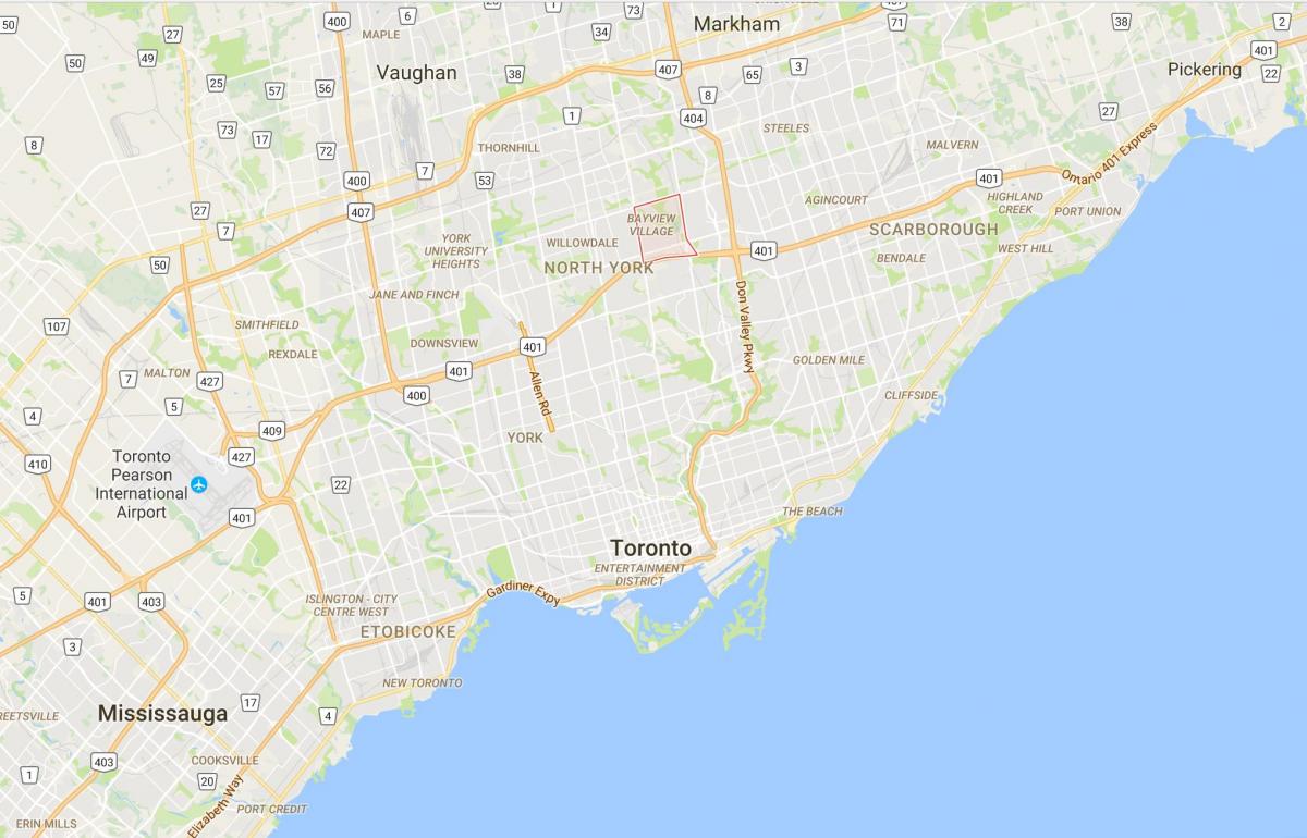 Mapa de Bayview Aldeia do distrito de Toronto