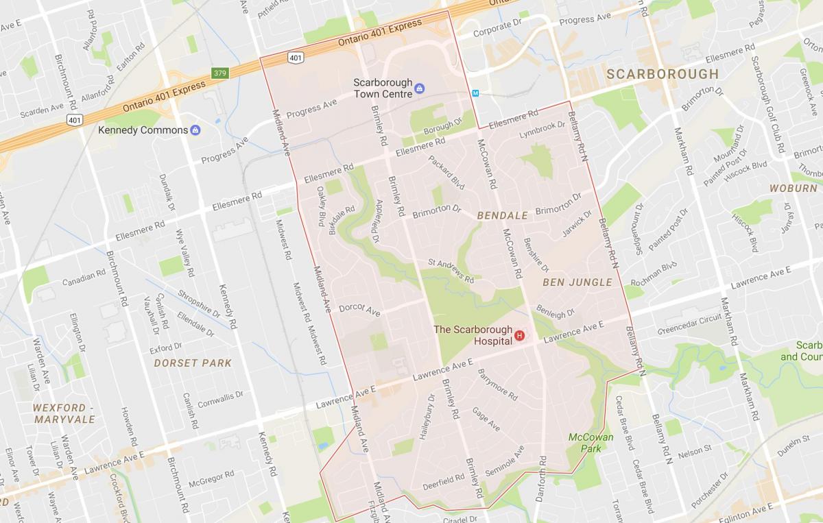Mapa de Bendale bairro de Toronto