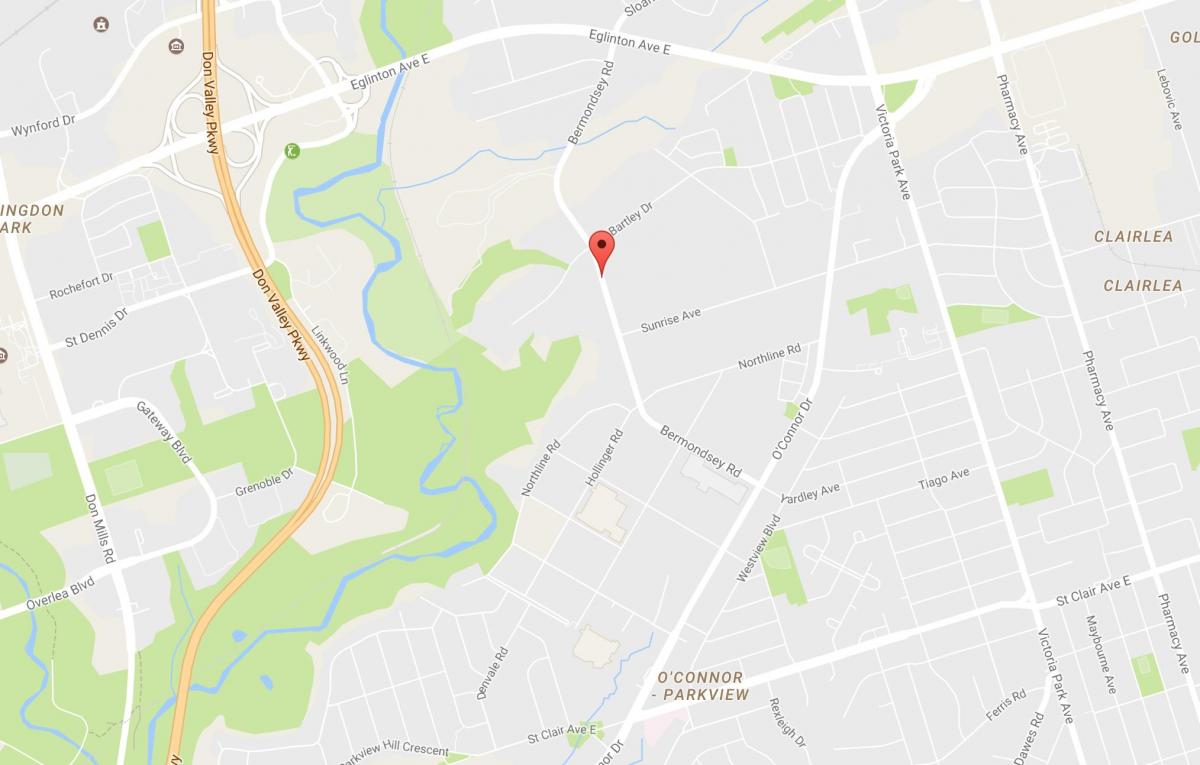 Mapa de Bermondsey bairro de Toronto