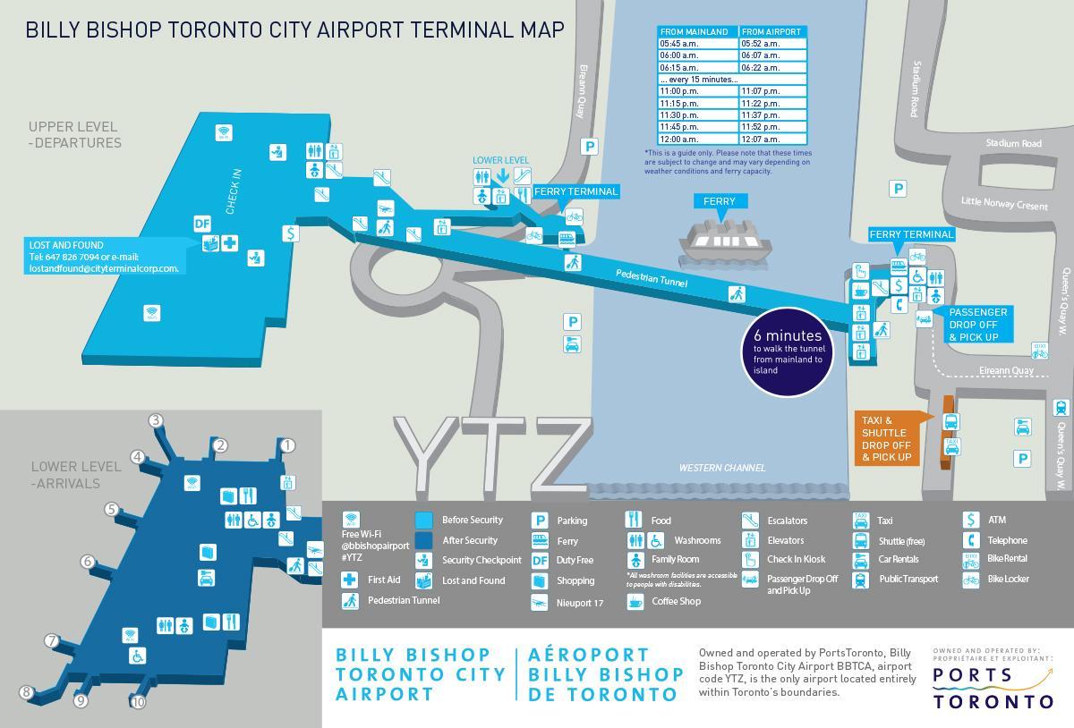 Mapa de Billy Bishop Toronto city aeroporto
