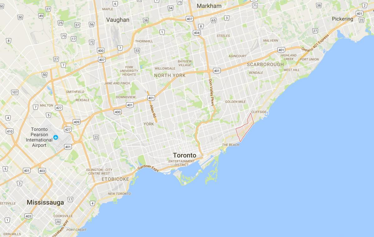 Mapa de Bétula Penhasco distrito de Toronto