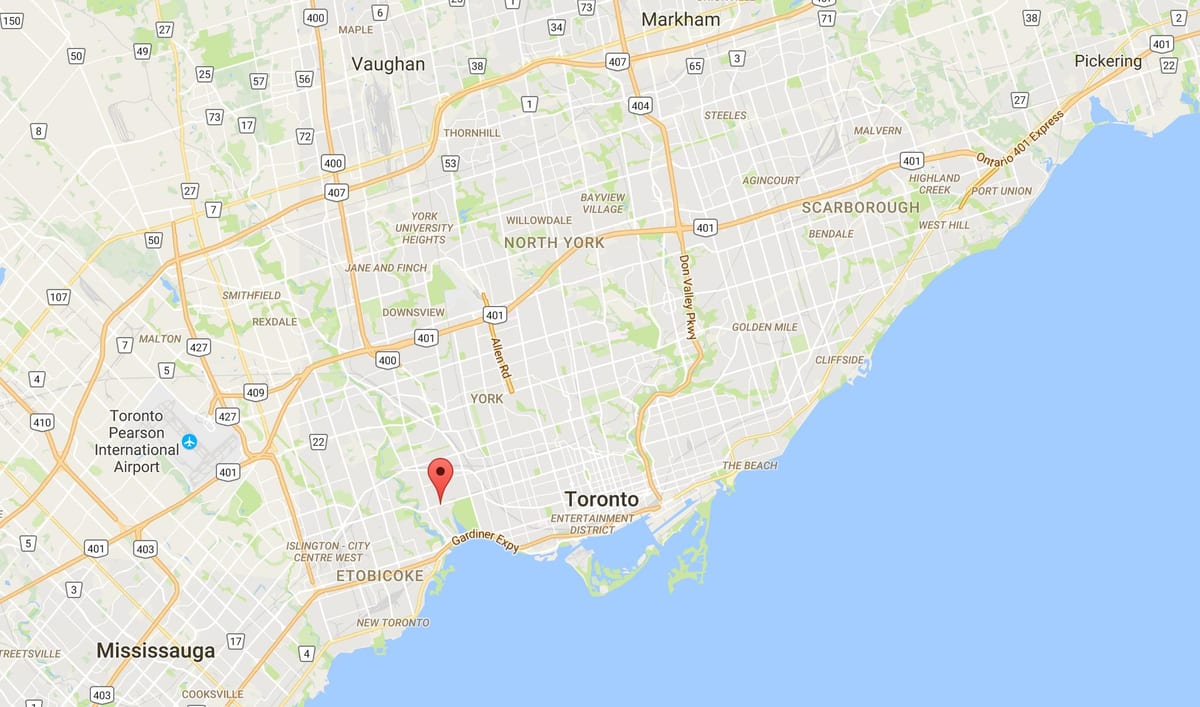 Mapa da Bloor West Village, bairro de Toronto