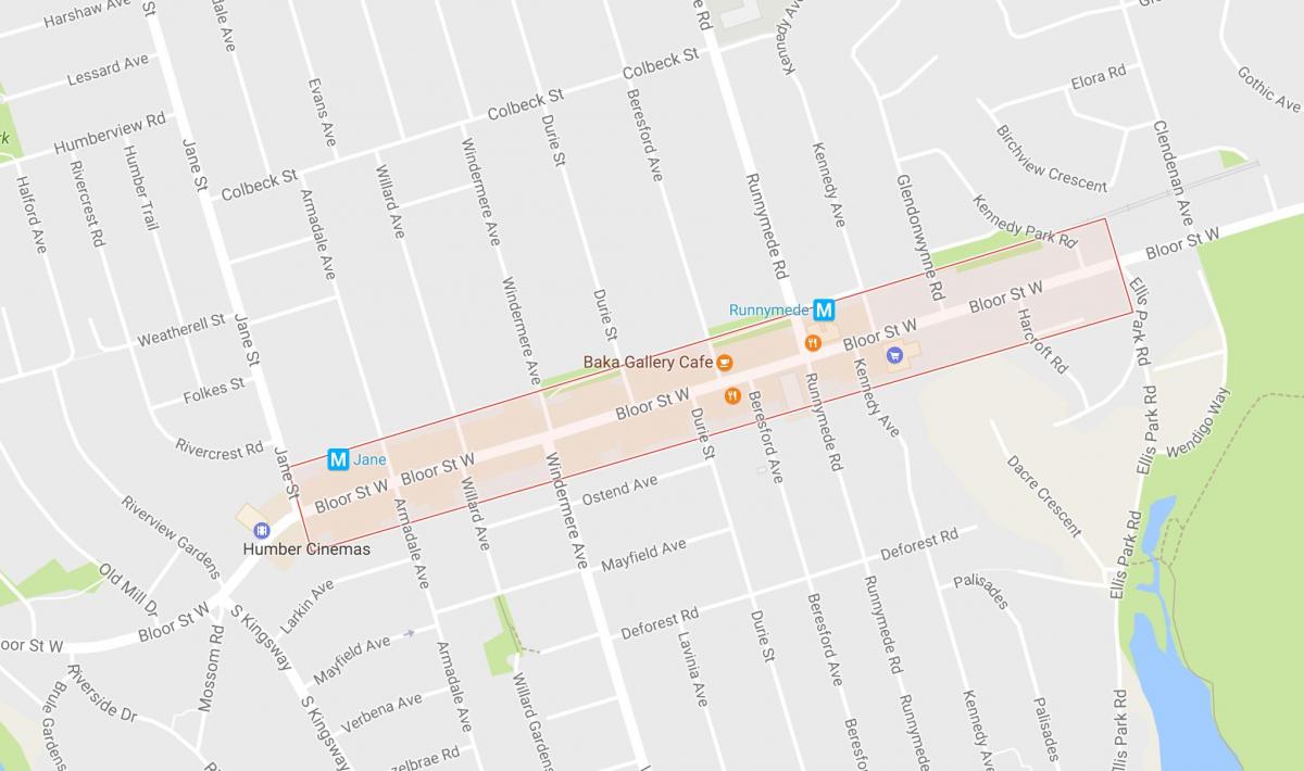 Mapa da Bloor West Village, bairro de Toronto