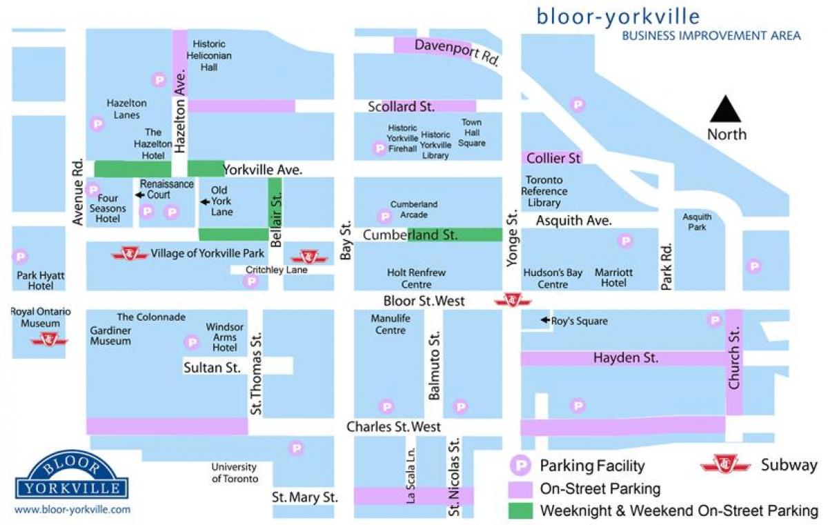 Mapa da Bloor Yorkville estacionamento