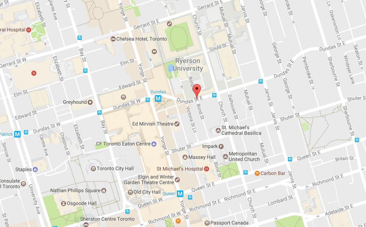 Mapa da Bond street, Toronto