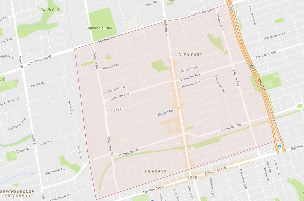 Mapa de Briar Hill–Belgravia bairro de Toronto
