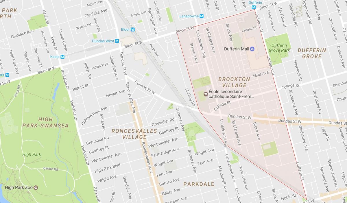 Mapa da cidade de Brockton Aldeia bairro de Toronto