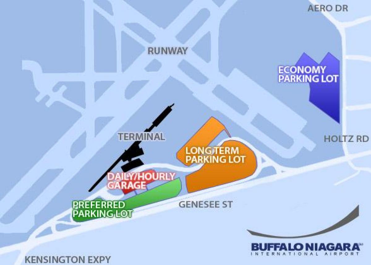 Mapa de Buffalo Niagara estacionamento do aeroporto