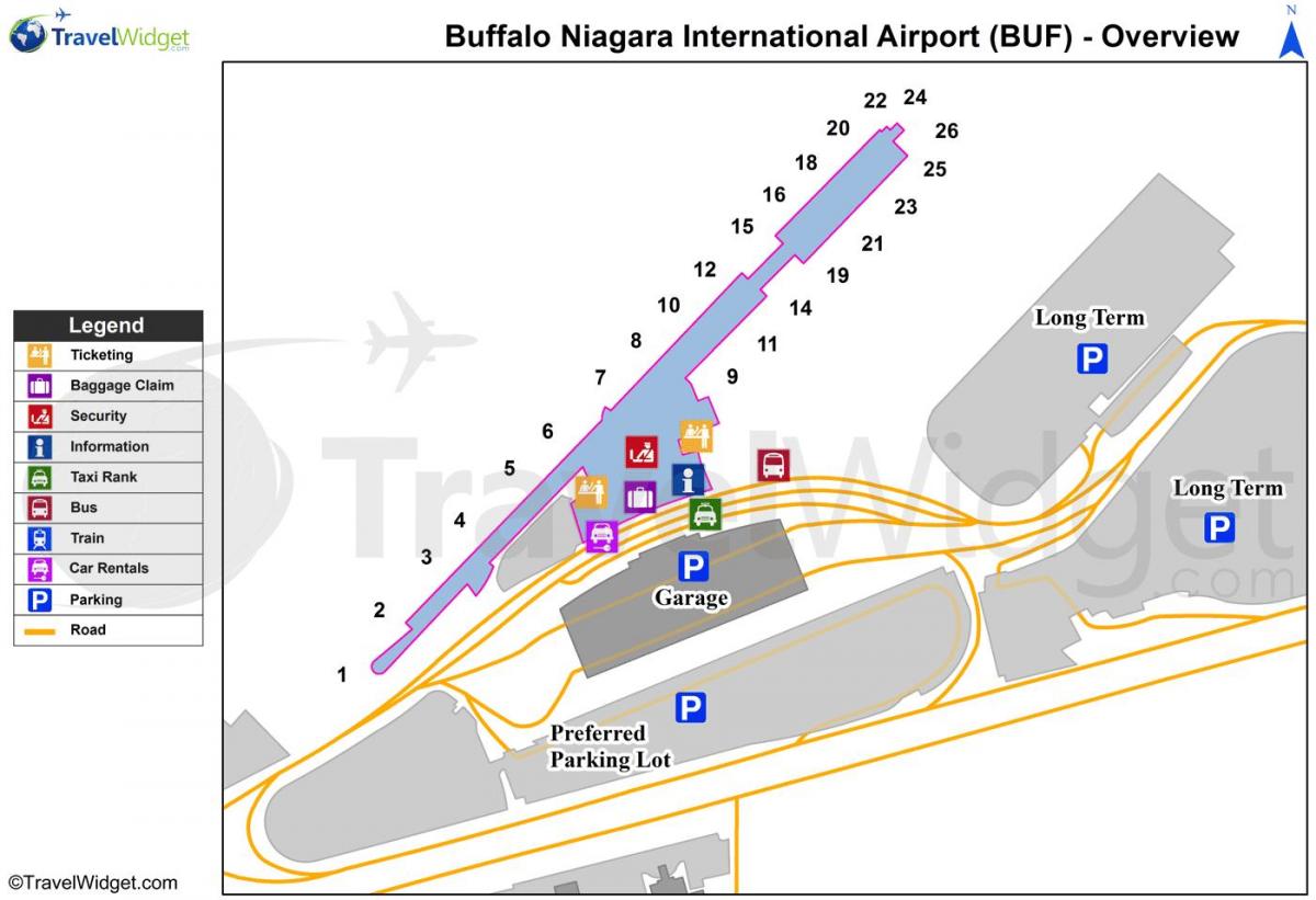 Mapa do aeroporto de Buffalo Niagara