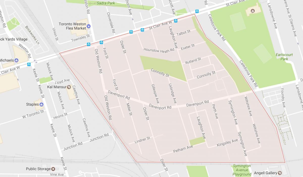 Mapa de Carleton Aldeia bairro de Toronto
