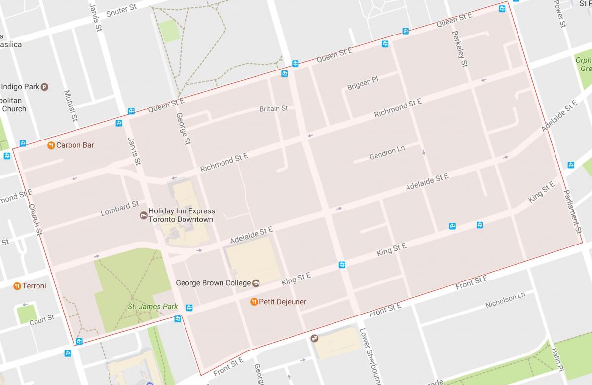 Mapa da Cidade Velha, bairro de Toronto