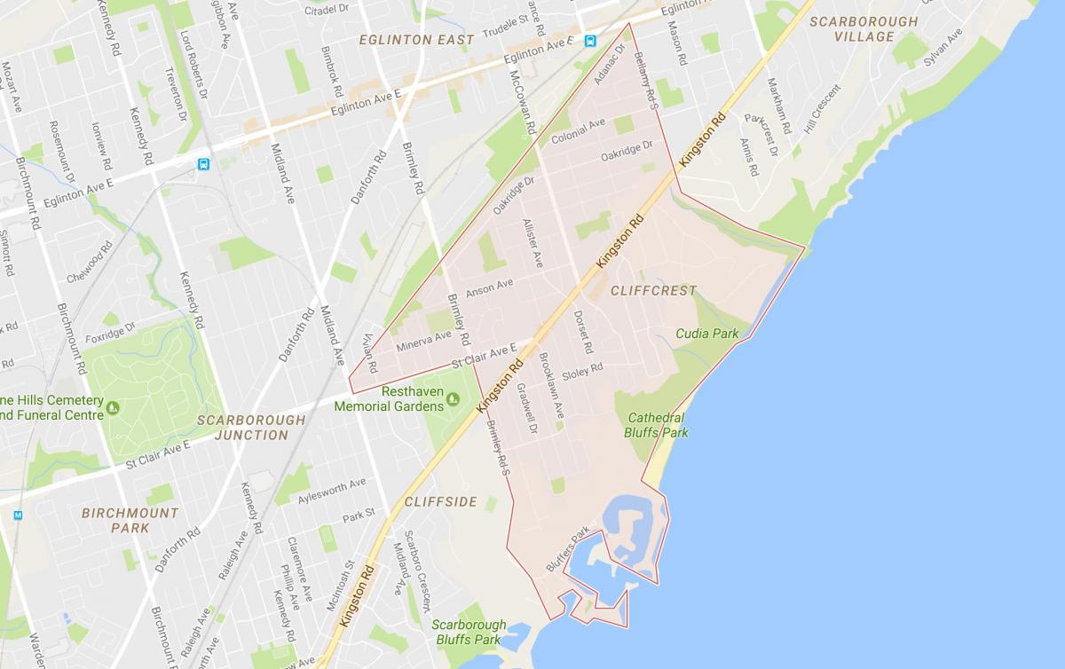 Mapa de Cliffcrest bairro de Toronto