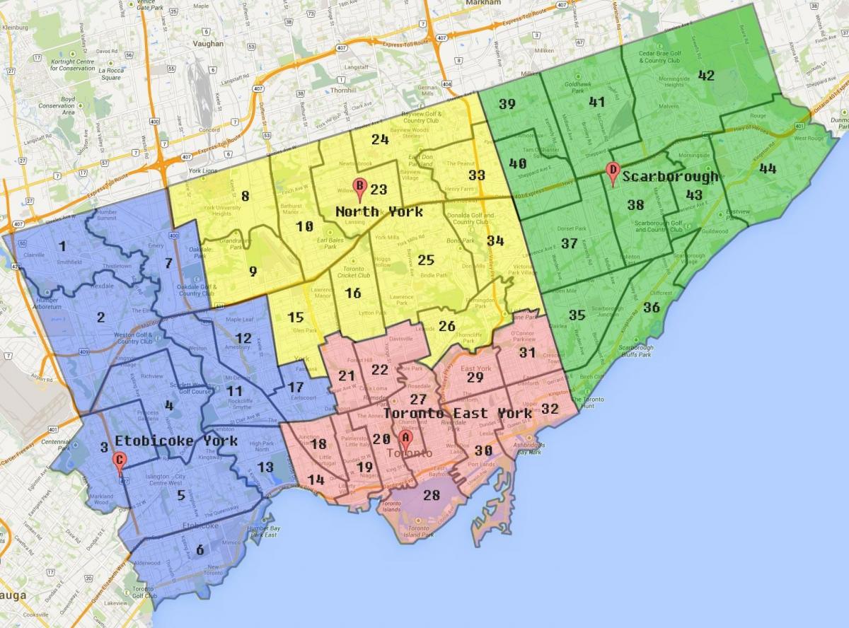 Mapa da Cidade de Toronto Limite