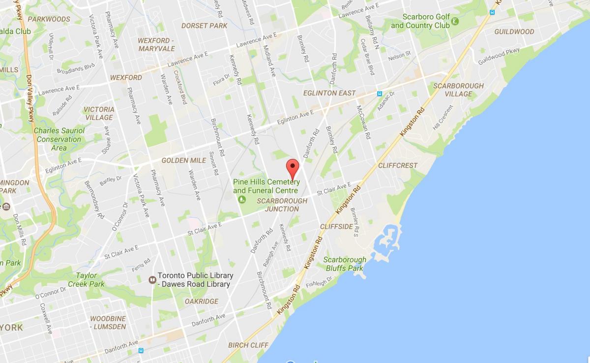 Mapa de Danforth estrada de Toronto