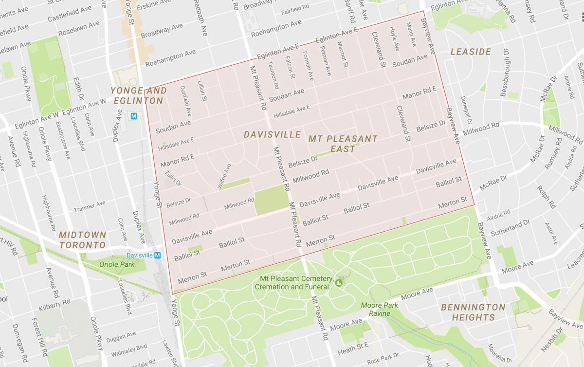 Mapa de Davisville Aldeia bairro de Toronto