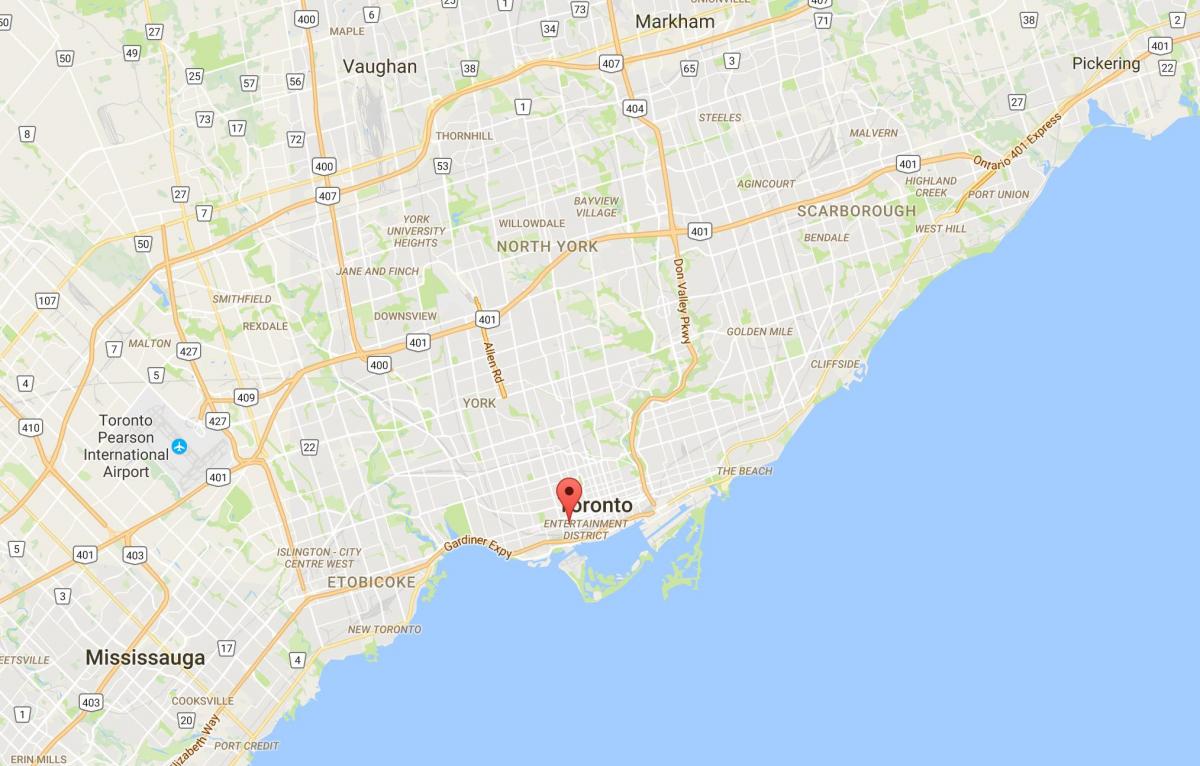 Mapa do Distrito Fashion district de Toronto