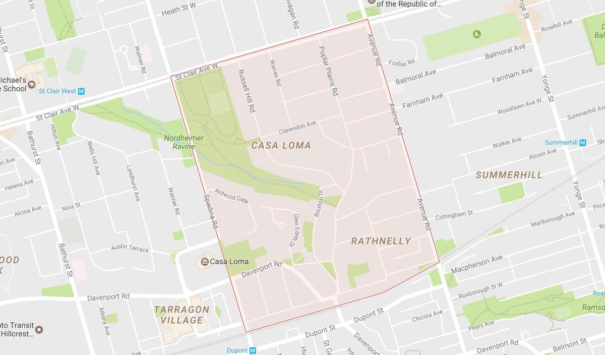 Mapa do Sul da Colina do bairro de Toronto