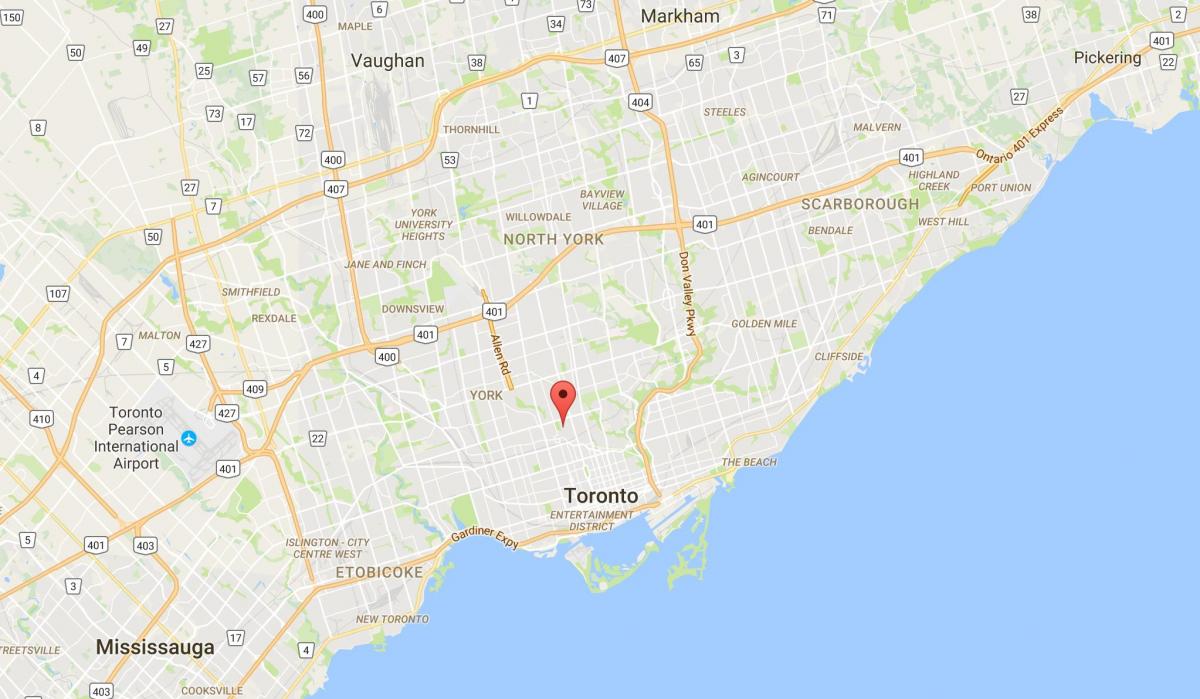 Mapa do Sul da Colina distrito de Toronto