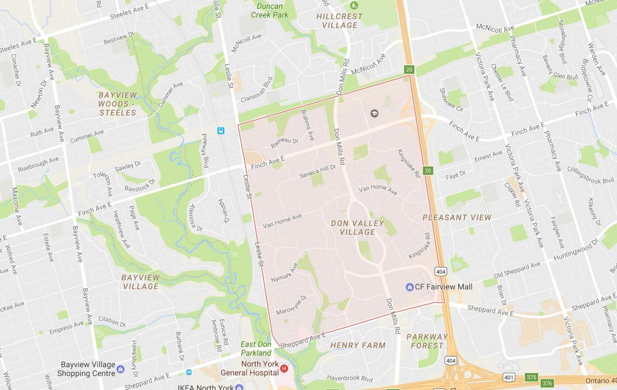 Mapa de Don Valley Village, bairro de Toronto