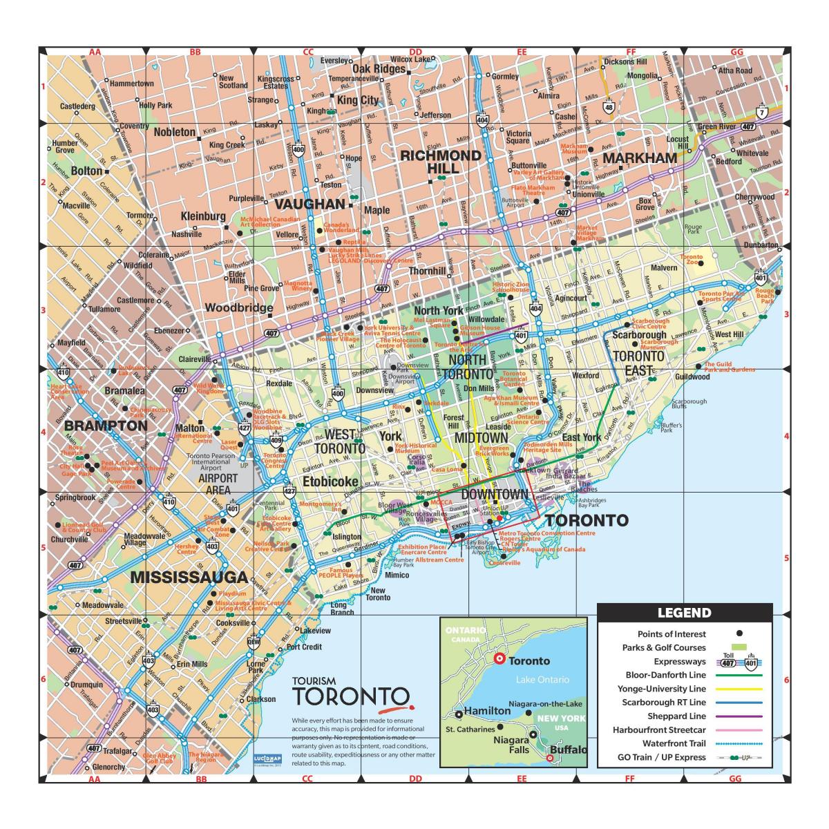 Mapa da Turísticas de Toronto