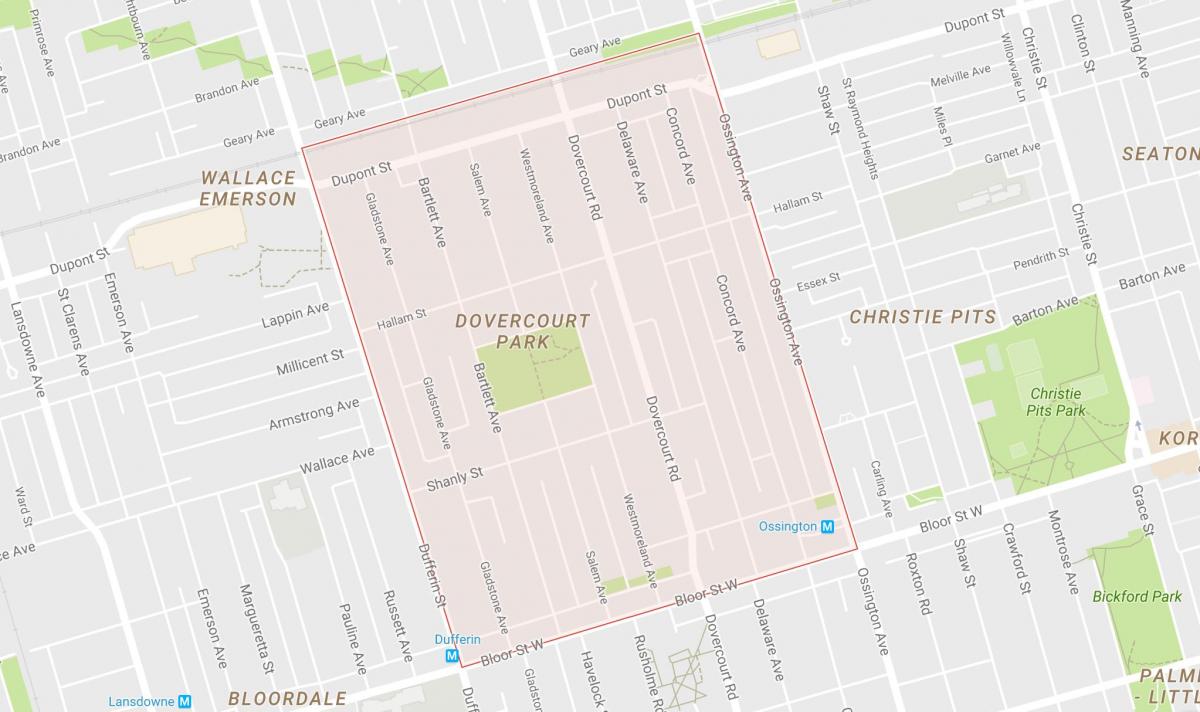 Mapa de Dovercourt Parque bairro de Toronto