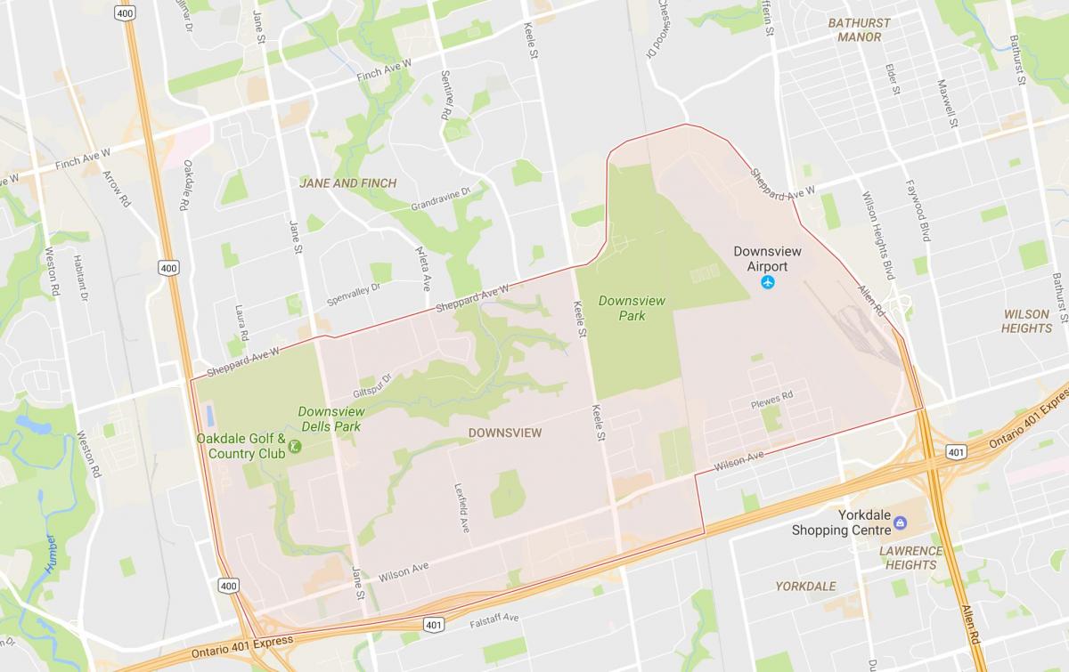 Mapa de Downsview bairro de Toronto