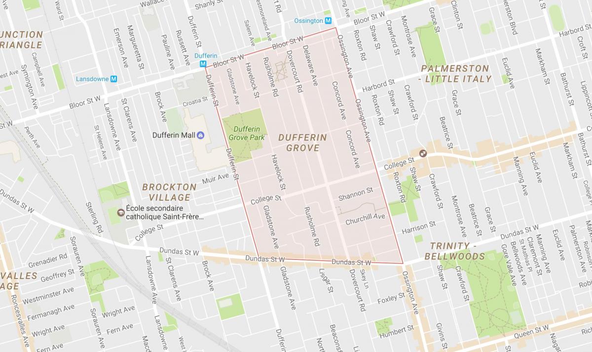 Mapa da Dufferin Grove bairro de Toronto