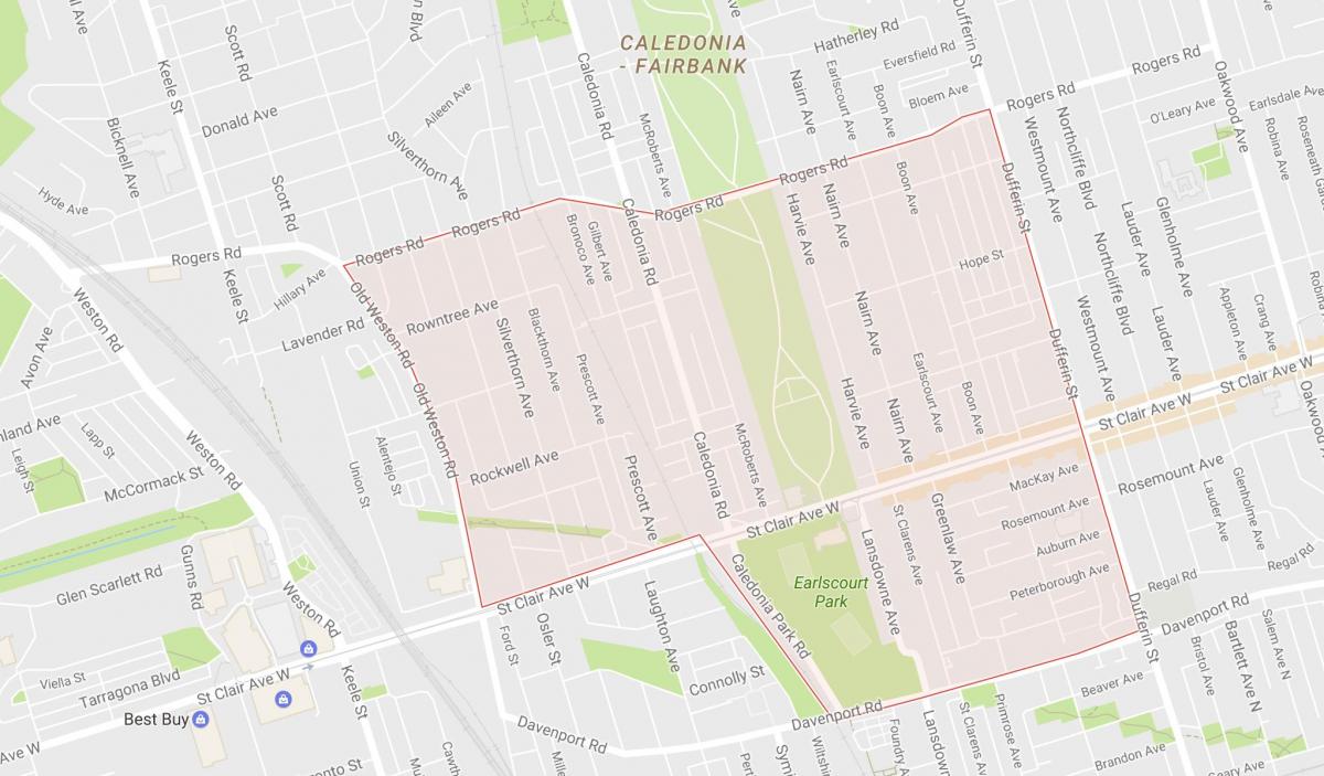 Mapa de Earlscourt bairro de Toronto