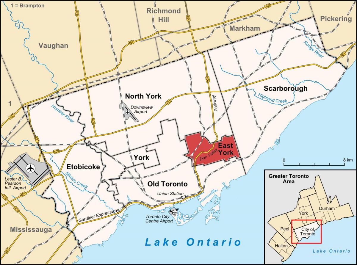Mapa de East York, Toronto