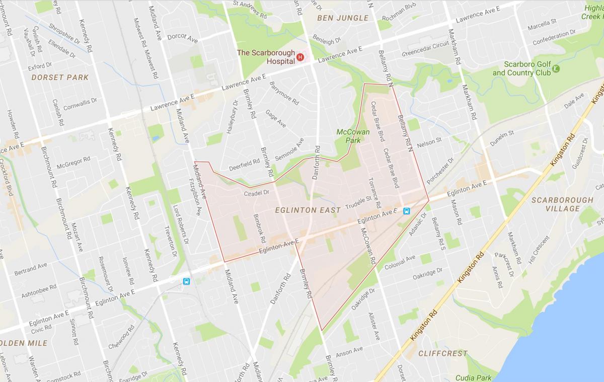 Mapa de Eglinton Leste bairro de Toronto
