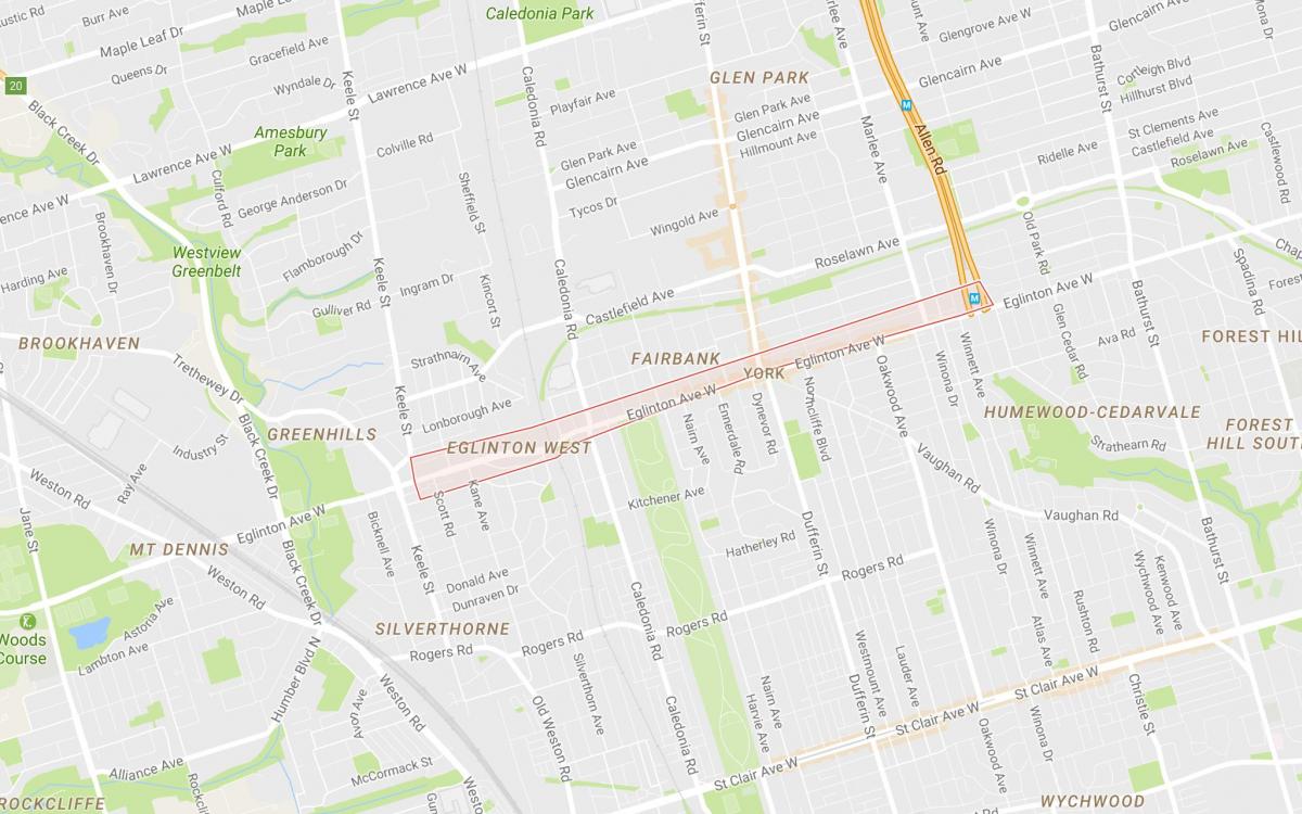Mapa de Eglinton West bairro de Toronto