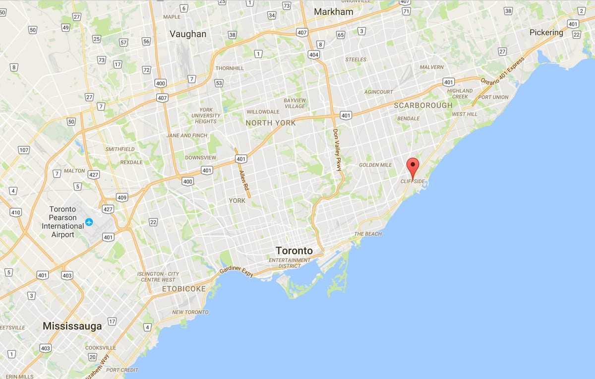 Mapa da Falésia distrito de Toronto