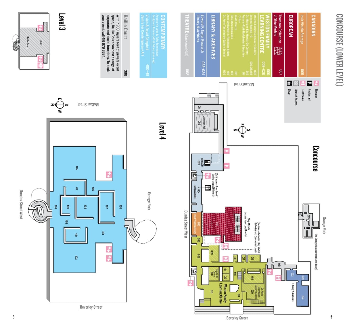Mapa da Galeria de Arte de Ontário nível 4