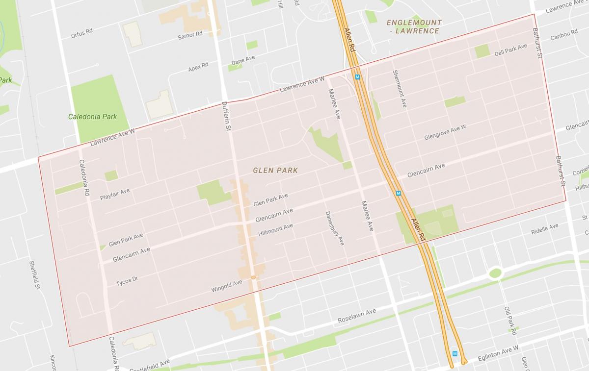 Mapa de Glen Park bairro de Toronto